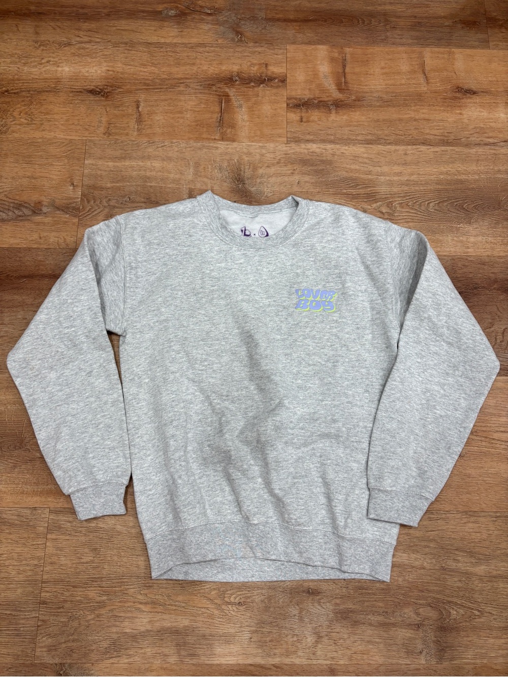 Women's Heather Gray Crew Sweatshirt with Small Chest Print